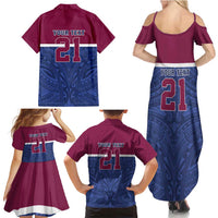 Queensland Samoa Custom Family Matching Summer Maxi Dress and Hawaiian Shirt Maroon-Blue Pacific Polynesian Tribal Pattern
