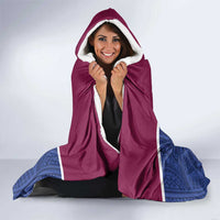 Queensland Samoa Custom Hooded Blanket Maroon-Blue Pacific Polynesian Tribal Pattern