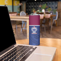 Queensland Samoa Custom Skinny Tumbler Maroon-Blue Pacific Polynesian Tribal Pattern LT9 - Polynesian Pride