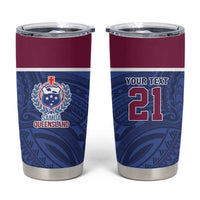 Queensland Samoa Custom Tumbler Cup Maroon-Blue Pacific Polynesian Tribal Pattern LT9 Dark Blue - Polynesian Pride