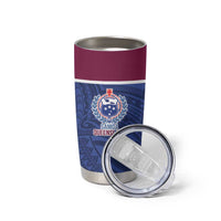Queensland Samoa Custom Tumbler Cup Maroon-Blue Pacific Polynesian Tribal Pattern LT9 - Polynesian Pride