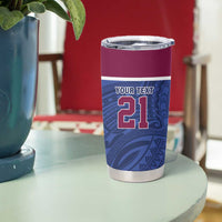 Queensland Samoa Custom Tumbler Cup Maroon-Blue Pacific Polynesian Tribal Pattern LT9 - Polynesian Pride