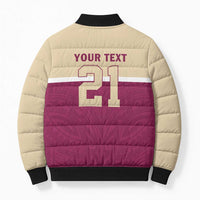 Queensland Samoa Custom Bomber Puffer Jacket Maroon Pacific Polynesian Tribal Pattern - Polynesian Pride