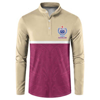 Queensland Samoa Custom Button Sweatshirt Maroon Pacific Polynesian Tribal Pattern