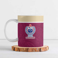 Queensland Samoa Custom Ceramic Mug Maroon Pacific Polynesian Tribal Pattern - Polynesian Pride