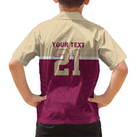 Queensland Samoa Custom Kid Hawaiian Shirt Maroon Pacific Polynesian Tribal Pattern