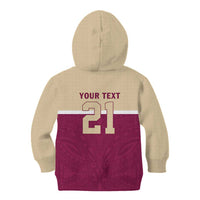 Queensland Samoa Custom Kid Hoodie Maroon Pacific Polynesian Tribal Pattern