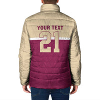 Queensland Samoa Custom Padded Jacket Maroon Pacific Polynesian Tribal Pattern - Polynesian Pride