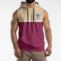 Queensland Samoa Custom Sleeveless Hoodie Maroon Pacific Polynesian Tribal Pattern - Polynesian Pride