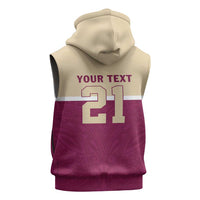 Queensland Samoa Custom Sleeveless Zip Hoodie Maroon Pacific Polynesian Tribal Pattern LT9 - Polynesian Pride