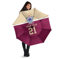 Queensland Samoa Custom Umbrella Maroon Pacific Polynesian Tribal Pattern - Polynesian Pride