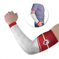 Queensland Tonga Custom Arm Sleeves QLD with Tongan Ngatu Pattern LT9 Set of 2 Red - Polynesian Pride