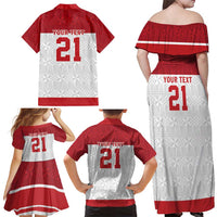 Queensland Tonga Custom Family Matching Off Shoulder Maxi Dress and Hawaiian Shirt QLD with Tongan Ngatu Pattern