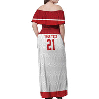 Queensland Tonga Custom Family Matching Off Shoulder Maxi Dress and Hawaiian Shirt QLD with Tongan Ngatu Pattern