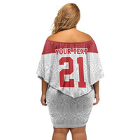 Queensland Tonga Custom Family Matching Off Shoulder Short Dress and Hawaiian Shirt QLD with Tongan Ngatu Pattern