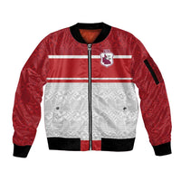 Queensland Tonga Custom Sleeve Zip Bomber Jacket QLD with Tongan Ngatu Pattern