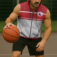 Queensland Tonga Custom Sleeveless Zip Hoodie QLD with Tongan Ngatu Pattern LT9 - Polynesian Pride