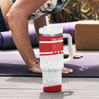 Queensland Tonga Custom Tumbler With Handle QLD with Tongan Ngatu Pattern