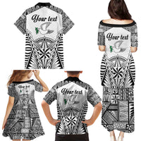 Personalised Tonga 676 Family Matching Puletasi and Hawaiian Shirt Tribal Kupesi Ngatu Unique