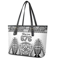 Personalised Tonga 676 Leather Tote Bag Tribal Kupesi Ngatu Unique