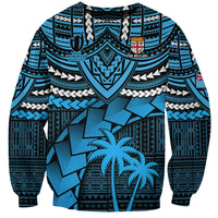 Fiji Rugby Sweatshirt Go Fijian Tapa Arty with World Cup Vibe LT9 Unisex Blue - Polynesian Pride