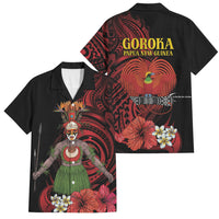 Huli Wigmen Tribe Hela Province Family Matching Mermaid Dress and Hawaiian Shirt Papua New Guinea Indigenous Pattern LT9 Dad's Shirt - Short Sleeve Black - Polynesian Pride