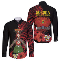Huli Wigmen Tribe Hela Province Family Matching Mermaid Dress and Hawaiian Shirt Papua New Guinea Indigenous Pattern LT9 Dad's Shirt - Long Sleeve Black - Polynesian Pride
