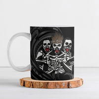 Skeleton Tribe Simbu Province Ceramic Mug Papua New Guinea Indigenous Pattern LT9 Black - Polynesian Pride