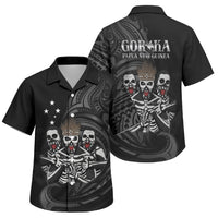 Skeleton Tribe Simbu Province Family Matching Puletasi and Hawaiian Shirt Papua New Guinea Indigenous Pattern LT9 Son's Shirt Black - Polynesian Pride