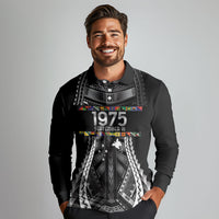 Independen Stet bilong Papua Niugini 1975 Long Sleeve Polo Shirt Black Tribal Papua New Guinea Province Flag LT9 - Polynesian Pride