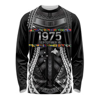 Independen Stet bilong Papua Niugini 1975 Long Sleeve Shirt Black Tribal Papua New Guinea Province Flag LT9 Unisex Black - Polynesian Pride