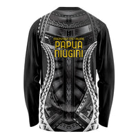 Independen Stet bilong Papua Niugini 1975 Long Sleeve Shirt Black Tribal Papua New Guinea Province Flag LT9 - Polynesian Pride