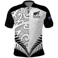 Custom New Zealand Rugby Polo Shirt Proud Aoteroa Stylised Maori Koru LT9 Black - Polynesian Pride