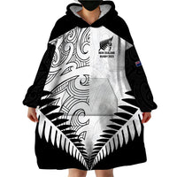 Custom New Zealand Rugby Wearable Blanket Hoodie Proud Aoteroa Stylised Maori Koru LT9 - Polynesian Pride