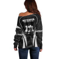 New Zealand Aotearoa Rugby Off Shoulder Sweater Haka Dance Mixed Silver Fern Sporty Style LT9 - Polynesian Pride
