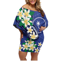 FSM Chuuk State Polynesian Shark Tattoo Personalised Family Matching Off Shoulder Short Dress and Hawaiian Shirt LT9 Mom's Dress Blue - Polynesian Pride