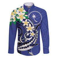 FSM Chuuk State Polynesian Shark Tattoo Personalised Family Matching Summer Maxi Dress and Hawaiian Shirt LT9 Dad's Shirt - Long Sleeve Blue - Polynesian Pride