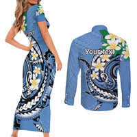 FSM Kosrae Polynesian Shark Tattoo Personalised Couples Matching Short Sleeve Bodycon Dress and Long Sleeve Button Shirt