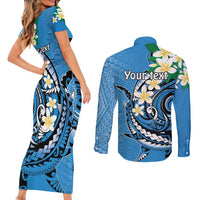 FSM Yap State Polynesian Shark Tattoo Personalised Couples Matching Short Sleeve Bodycon Dress and Long Sleeve Button Shirt