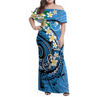 FSM Yap State Polynesian Shark Tattoo Personalised Family Matching Off Shoulder Maxi Dress and Hawaiian Shirt