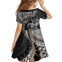 Personalised Polynesia Skull Family Matching Puletasi Dress and Hawaiian Shirt Tattoo In The Style Of Maori With Marine Life Gold LT9 - Polynesian Pride