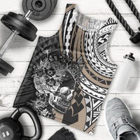 Personalised Polynesia Skull Men Tank Top Tattoo In The Style Of Maori With Marine Life Gold LT9 Gold - Polynesian Pride