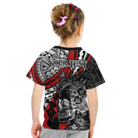Personalised Polynesia Skull Kid T Shirt Tattoo In The Style Of Maori With Marine Life Red LT9 - Polynesian Pride