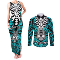 personalised-polynesia-skull-couples-matching-tank-maxi-dress-and-long-sleeve-button-shirts-with-boars-tusk-aqua-arty-vibe