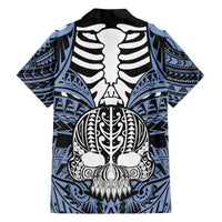 Personalised Polynesia Skull Hawaiian Shirt With Boars Tusk Blue Arty Vibe LT9 - Polynesian Pride