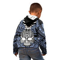 Personalised Polynesia Skull Kid Hoodie With Boars Tusk Blue Arty Vibe LT9 - Polynesian Pride