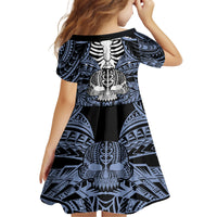 personalised-polynesia-skull-kid-short-sleeve-dress-with-boars-tusk-blue-arty-vibe