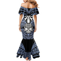 Personalised Polynesia Skull Mermaid Dress With Boars Tusk Blue Arty Vibe LT9 - Polynesian Pride
