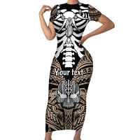 personalised-polynesia-skull-family-matching-short-sleeve-bodycon-dress-and-hawaiian-shirt-with-boars-tusk-gold-arty-vibe