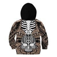 Personalised Polynesia Skull Kid Hoodie With Boars Tusk Gold Arty Vibe LT9 - Polynesian Pride